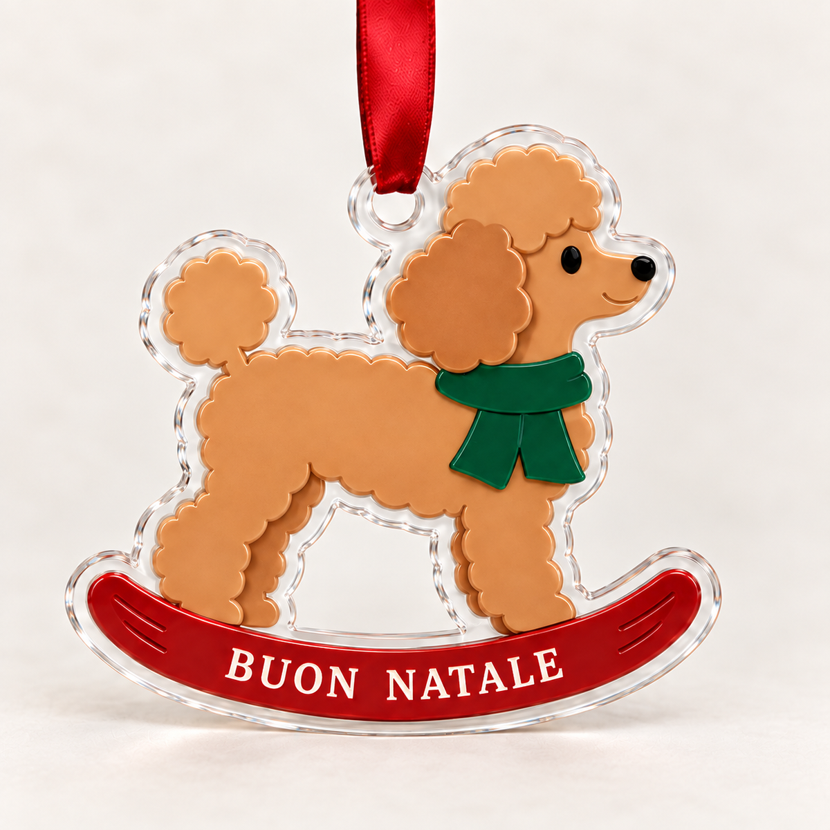 Barboncino a dondolo – Decorazione natalizia in plexiglass