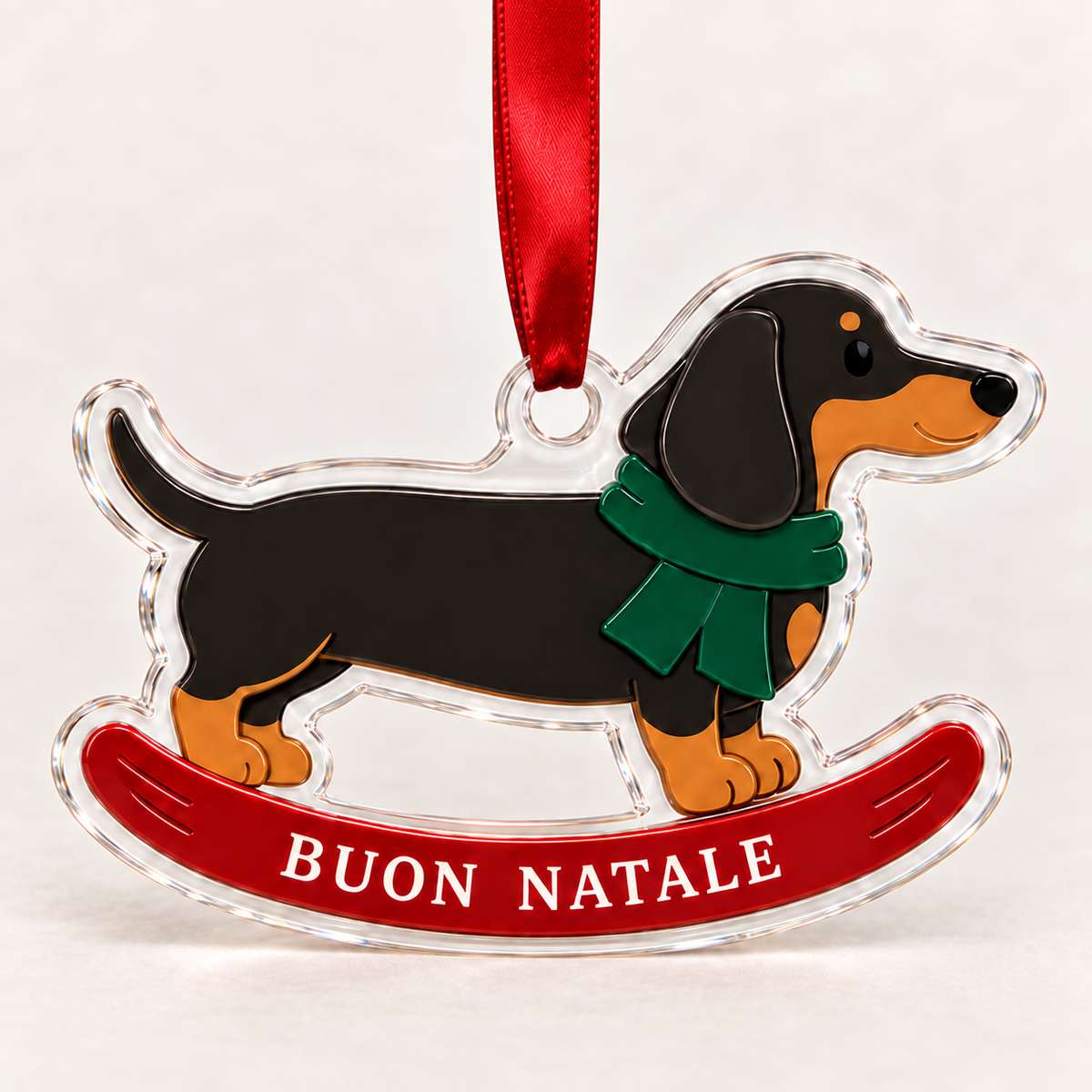 Bassotto a dondolo – Decorazione natalizia in plexiglass