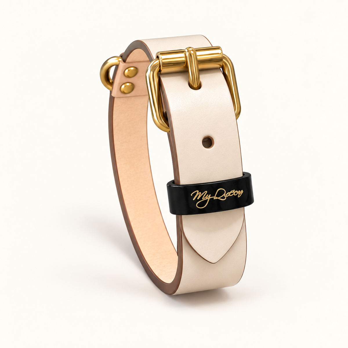 Collare in vera pelle liscia – Gold