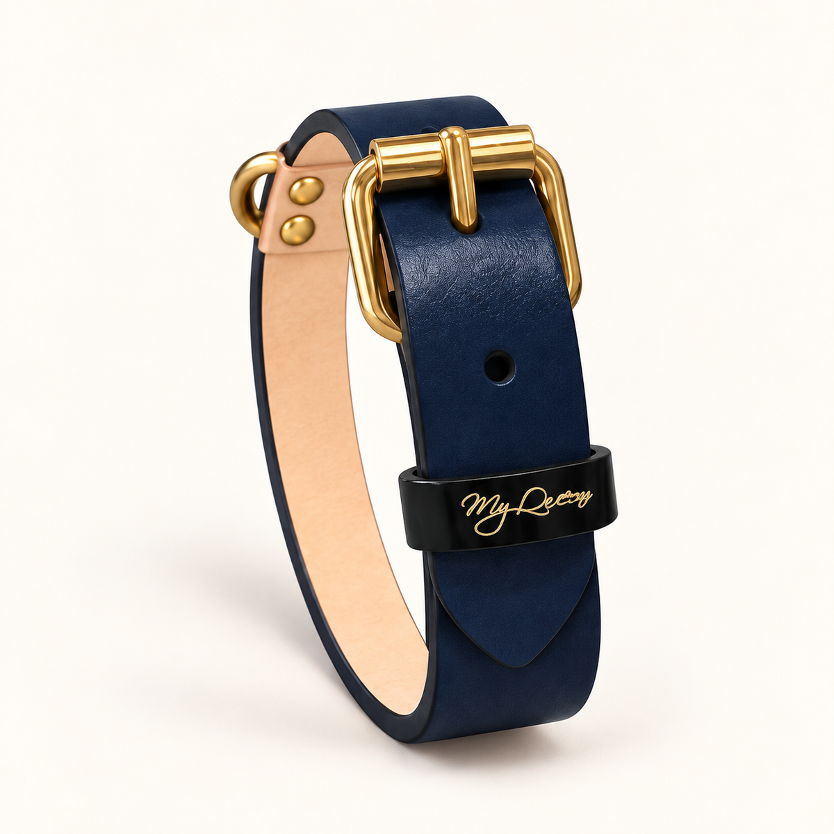 Collare in vera pelle liscia – Gold