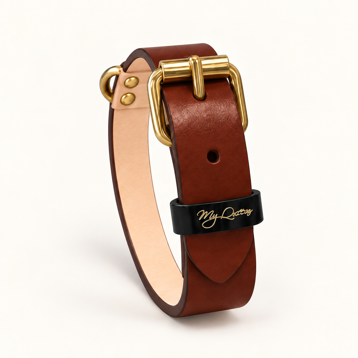 Collare in vera pelle liscia – Gold