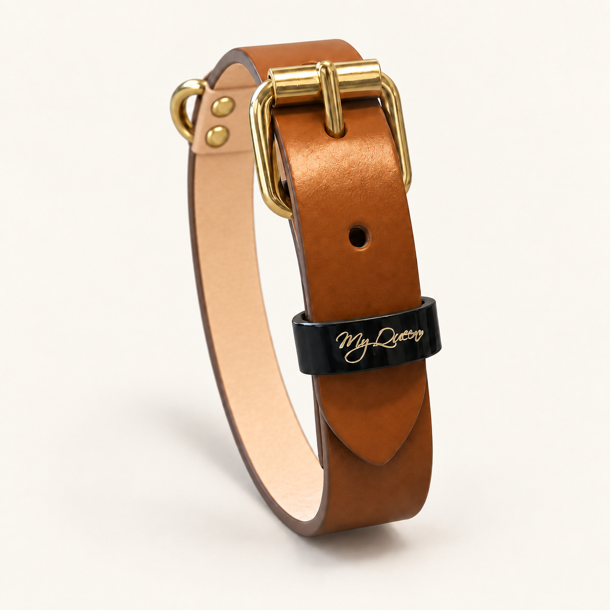 Collare in vera pelle liscia – Gold