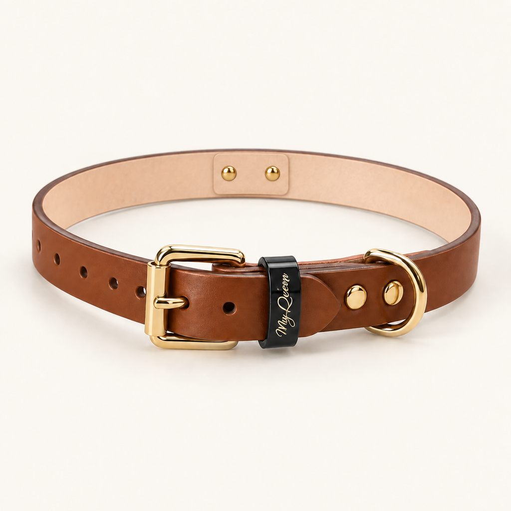 Collare in vera pelle liscia – Gold