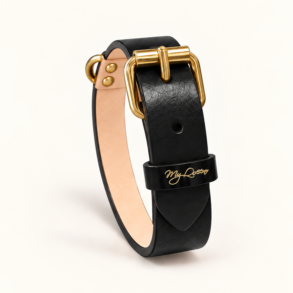 Collare in vera pelle liscia – Gold
