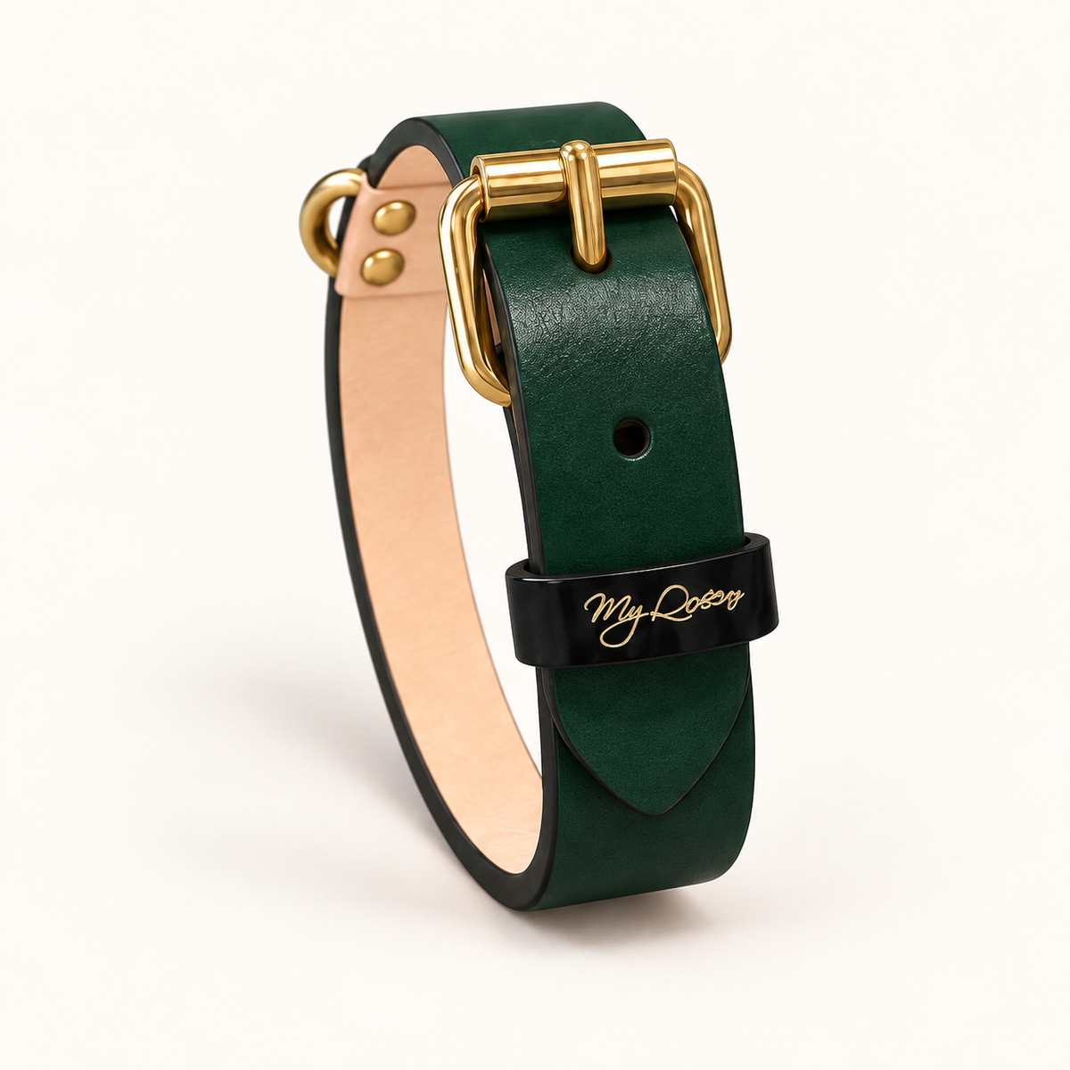 Collare in vera pelle liscia – Gold