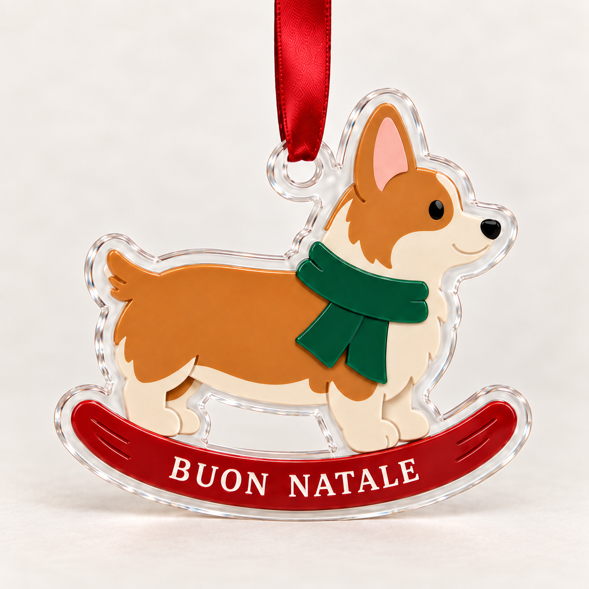 Corgi a dondolo – Decorazione natalizia in plexiglass