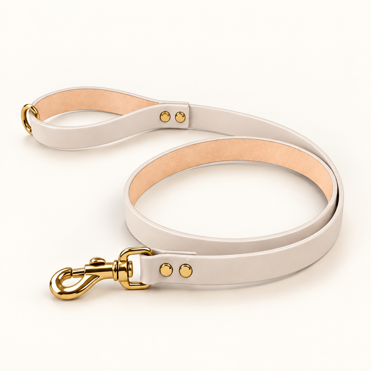 Guinzaglio in vera pelle liscia – Gold