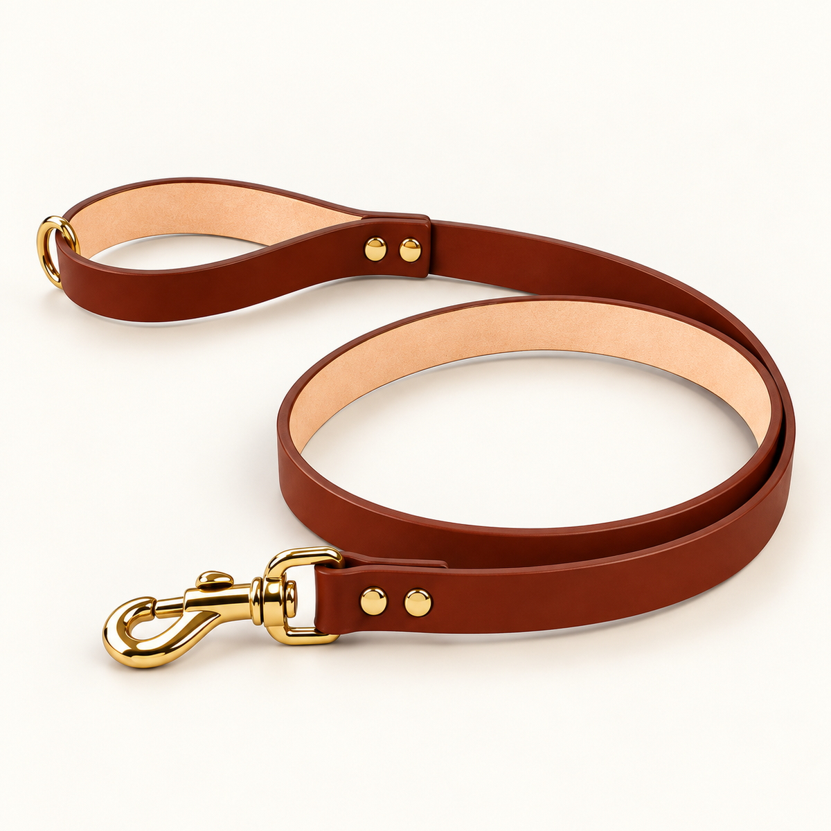 Guinzaglio in vera pelle liscia – Gold