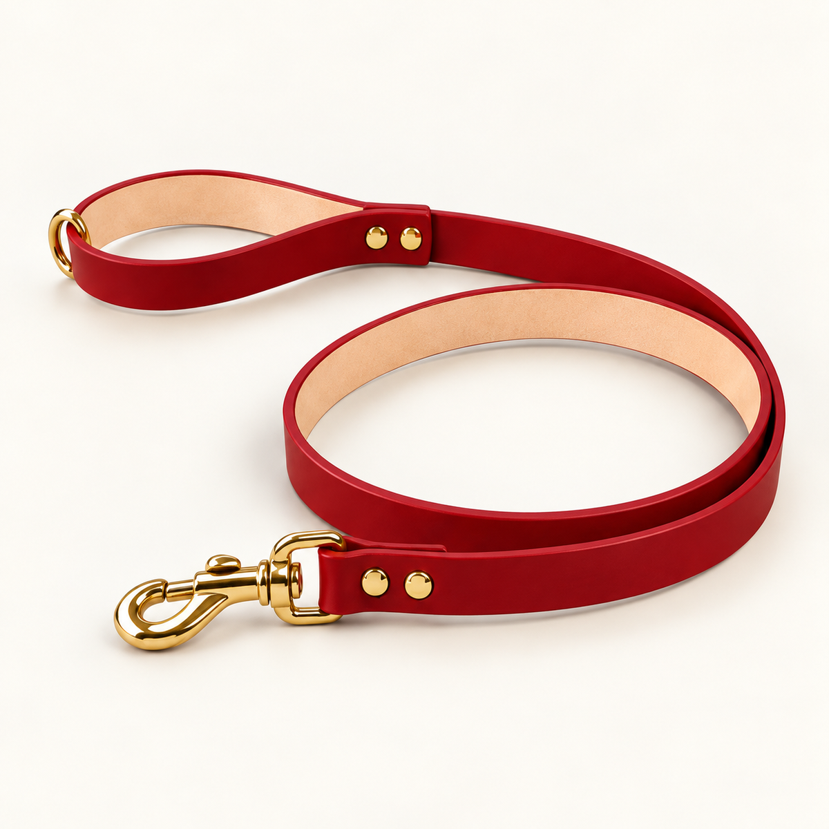 Guinzaglio in vera pelle liscia – Gold